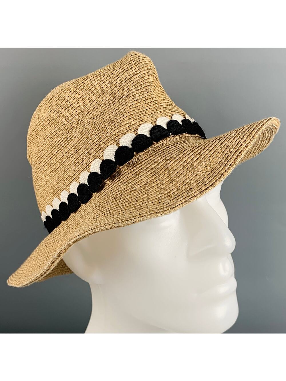 EUGENIA KIM Beige Natural Woven Toyo Paper Cotton Hat